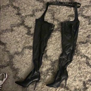 Thigh high boots with belt